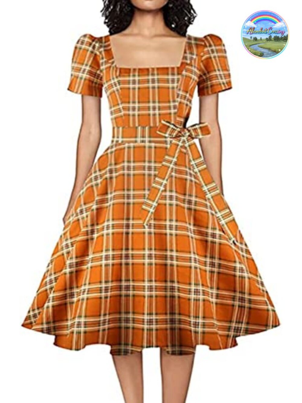 Square Neck Cocktail Dress Ruffle Sleeve A-Line Knee-Length Party